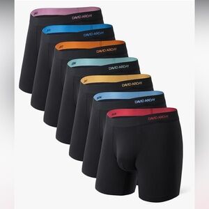 NWT - DAVID ARCHY Mens Bamboo Rayon 7-Pack Moisture-wicking Boxers, Large